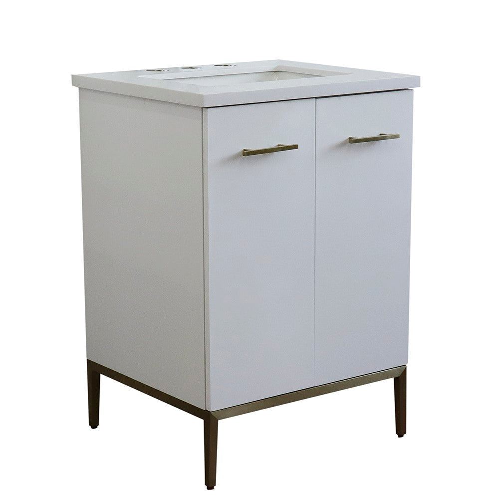 Bellaterra 25" Wood Single Vanity w/ Counter Top and Sink 408001-25-WH-WER (White)