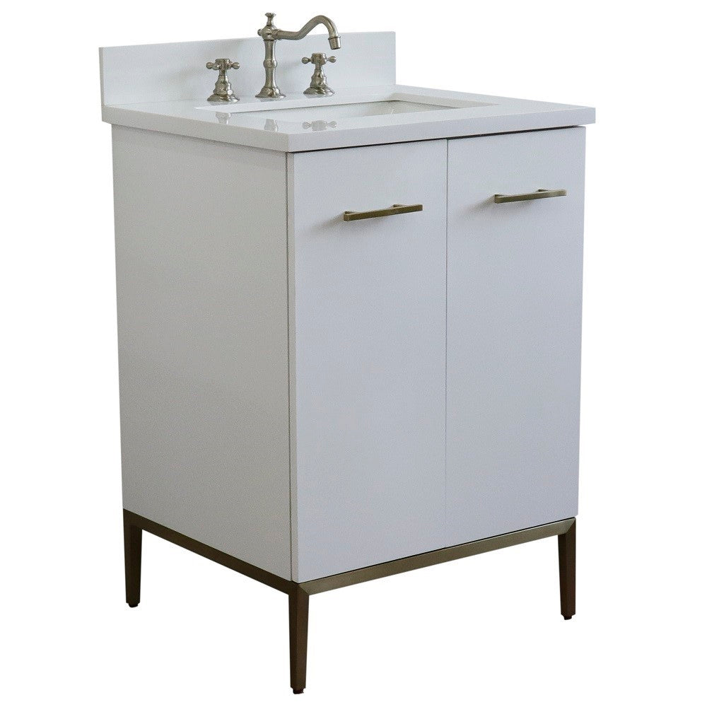 Bellaterra 25" Wood Single Vanity w/ Counter Top and Sink 408001-25-WH-WER (White)