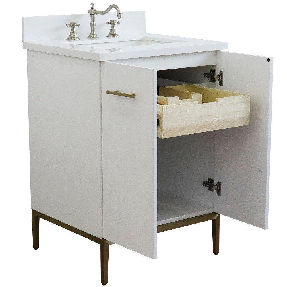 Bellaterra 25" Wood Single Vanity w/ Counter Top and Sink 408001-25-WH-WER (White)