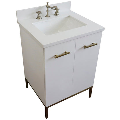 Bellaterra 25" Wood Single Vanity w/ Counter Top and Sink 408001-25-WH-WER (White)