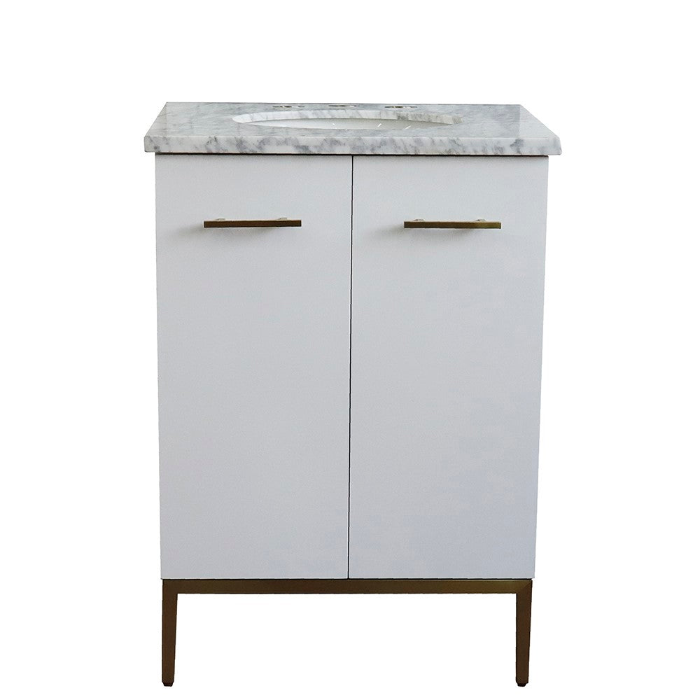 Bellaterra 25" Wood Single Vanity w/ Counter Top and Sink 408001-25-WH-WMO (White)