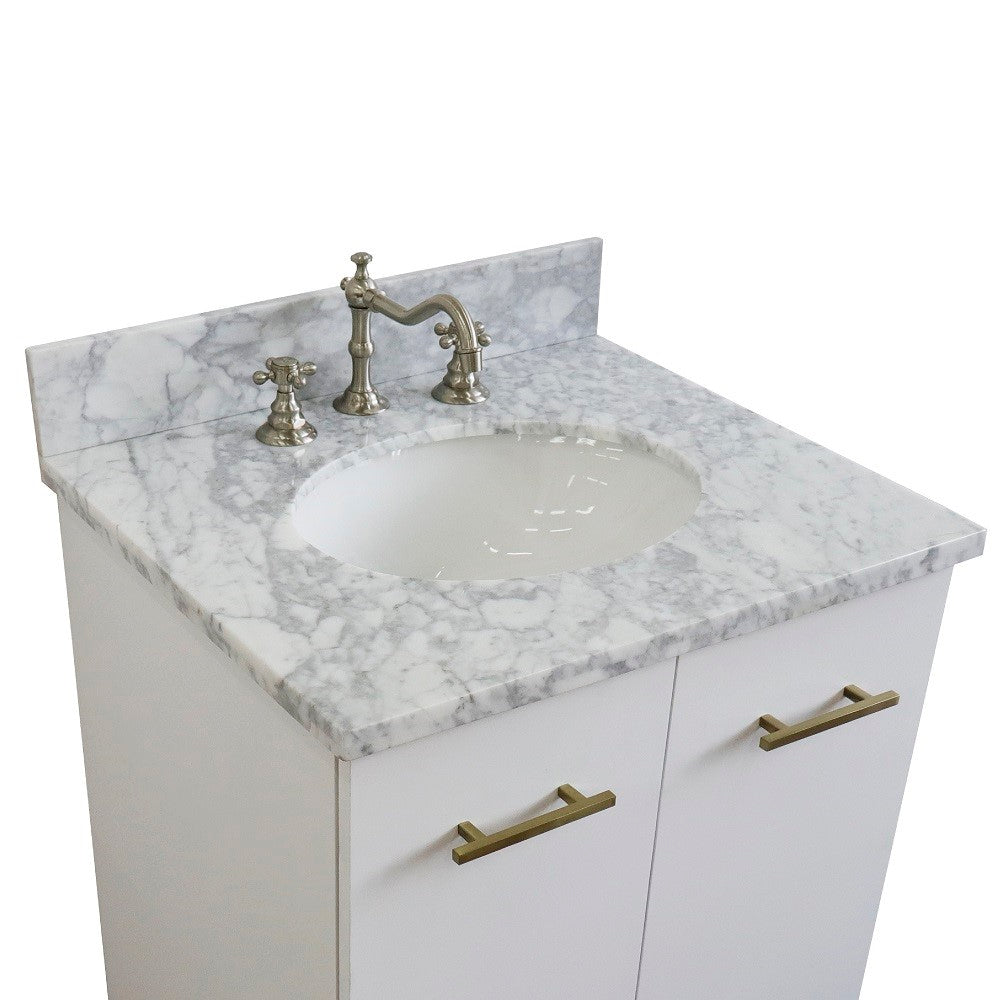 Bellaterra 25" Wood Single Vanity w/ Counter Top and Sink 408001-25-WH-WMO (White)