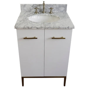 Bellaterra 25" Wood Single Vanity w/ Counter Top and Sink 408001-25-WH-WMO (White)