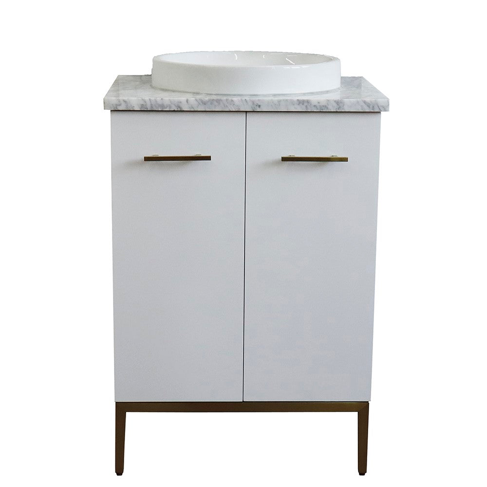 Bellaterra 25" Wood Single Vanity w/ Counter Top and Sink 408001-25-WH-WMRD (White)