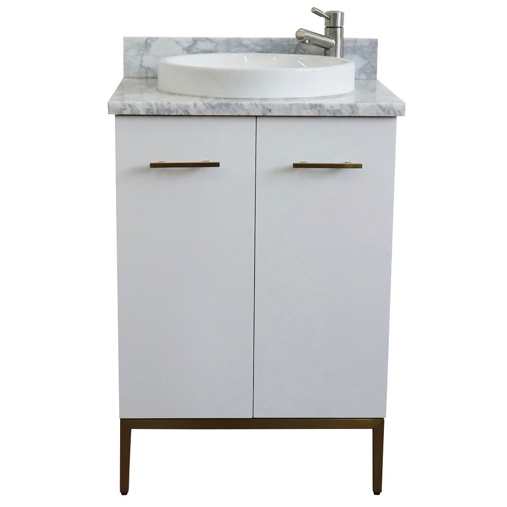 Bellaterra 25" Wood Single Vanity w/ Counter Top and Sink 408001-25-WH-WMRD (White)