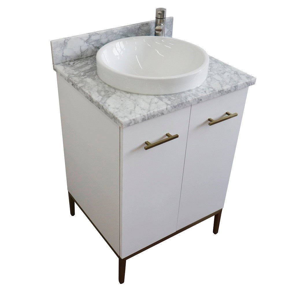 Bellaterra 25" Wood Single Vanity w/ Counter Top and Sink 408001-25-WH-WMRD (White)