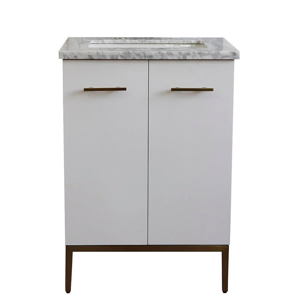 Bellaterra 25" Wood Single Vanity w/ Counter Top and Sink 408001-25-WH-WMR (White)