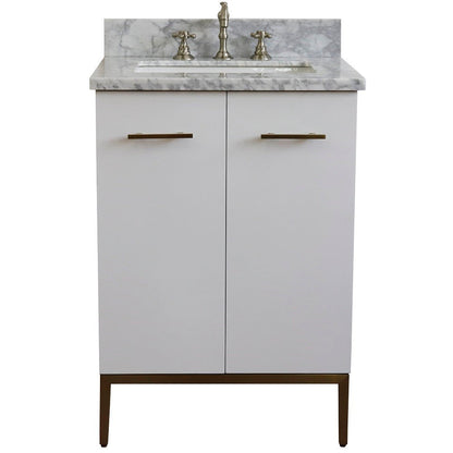 Bellaterra 25" Wood Single Vanity w/ Counter Top and Sink 408001-25-WH-WMR (White)