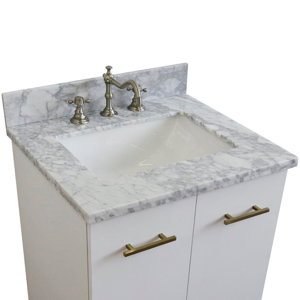 Bellaterra 25" Wood Single Vanity w/ Counter Top and Sink 408001-25-WH-WMR (White)