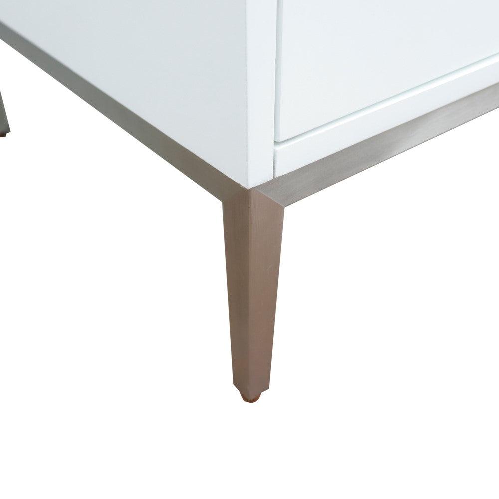 Bellaterra 61" Double Sink Vanity in White Finish with Counter Top and Sink 408001-61D-WH, Black Galaxy Granite / Oval, Bottom