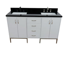 Load image into Gallery viewer, Bellaterra 61&quot; Double Sink Vanity in White Finish with Counter Top and Sink 408001-61D-WH, Black Galaxy Granite / Rectangle, Front