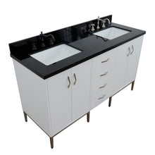 Load image into Gallery viewer, Bellaterra 61&quot; Double Sink Vanity in White Finish with Counter Top and Sink 408001-61D-WH, Black Galaxy Granite / Rectangle, Front Top View