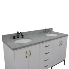 Load image into Gallery viewer, Bellaterra 61&quot; Double Sink Vanity in White Finish with Counter Top and Sink 408001-61D-WH, Gray Granite / Oval, Basin