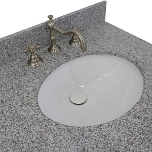 Bellaterra 61" Double Sink Vanity in White Finish with Counter Top and Sink 408001-61D-WH, Gray Granite / Oval, Sink