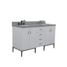 Load image into Gallery viewer, Bellaterra 61&quot; Double Sink Vanity in White Finish with Counter Top and Sink 408001-61D-WH, Gray Granite / Rectangle, Front