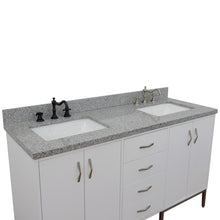 Load image into Gallery viewer, Bellaterra 61&quot; Double Sink Vanity in White Finish with Counter Top and Sink 408001-61D-WH, Gray Granite / Rectangle, Front Top