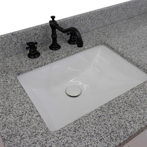 Bellaterra 61" Double Sink Vanity in White Finish with Counter Top and Sink 408001-61D-WH, Gray Granite / Rectangle, Sink