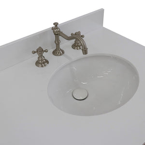 Bellaterra 61" Double Sink Vanity in White Finish with Counter Top and Sink 408001-61D-WH, White Quartz / Oval, Sink