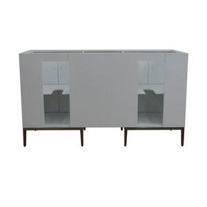 Bellaterra 61" Double Sink Vanity in White Finish with Counter Top and Sink 408001-61D-WH, White Quartz / Round, Backside