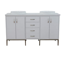 Load image into Gallery viewer, Bellaterra 61&quot; Double Sink Vanity in White Finish with Counter Top and Sink 408001-61D-WH, White Quartz / Round, Front