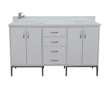 Load image into Gallery viewer, Bellaterra 61&quot; Double Sink Vanity in White Finish with Counter Top and Sink 408001-61D-WH, White Quartz / Round, Front