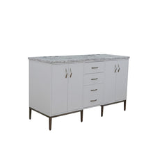 Load image into Gallery viewer, Bellaterra 61&quot; Double Sink Vanity in White Finish with Counter Top and Sink 408001-61D-WH, White Carrara Marble / Oval, Front sideview