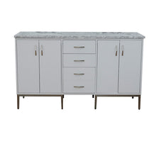 Load image into Gallery viewer, Bellaterra 61&quot; Double Sink Vanity in White Finish with Counter Top and Sink 408001-61D-WH, White Carrara Marble / Rectangle, Front