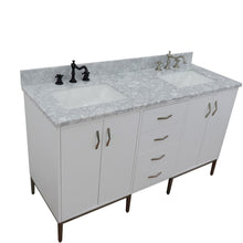 Load image into Gallery viewer, Bellaterra 61&quot; Double Sink Vanity in White Finish with Counter Top and Sink 408001-61D-WH, White Carrara Marble / Rectangle, Front Topview