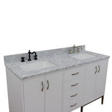 Load image into Gallery viewer, Bellaterra 61&quot; Double Sink Vanity in White Finish with Counter Top and Sink 408001-61D-WH, White Carrara Marble / Rectangle, Front Side