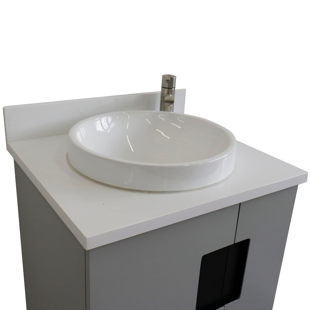 Bellaterra 25" Wood Single Vanity w/ Counter Top and Sink Light Gray Finish 408800-25-LG-WERD