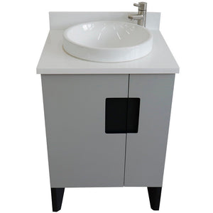 Bellaterra 25" Wood Single Vanity w/ Counter Top and Sink Light Gray Finish 408800-25-LG-WERD