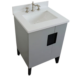 Bellaterra 25" Wood Single Vanity w/ Counter Top and Sink Light Gray Finish 408800-25-LG-WER