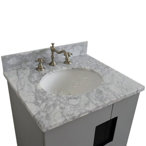 Bellaterra 25" Wood Single Vanity w/ Counter Top and Sink Light Gray Finish 408800-25-LG-WMO