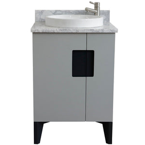 Bellaterra 25" Wood Single Vanity w/ Counter Top and Sink Light Gray Finish 408800-25-LG-WMRD