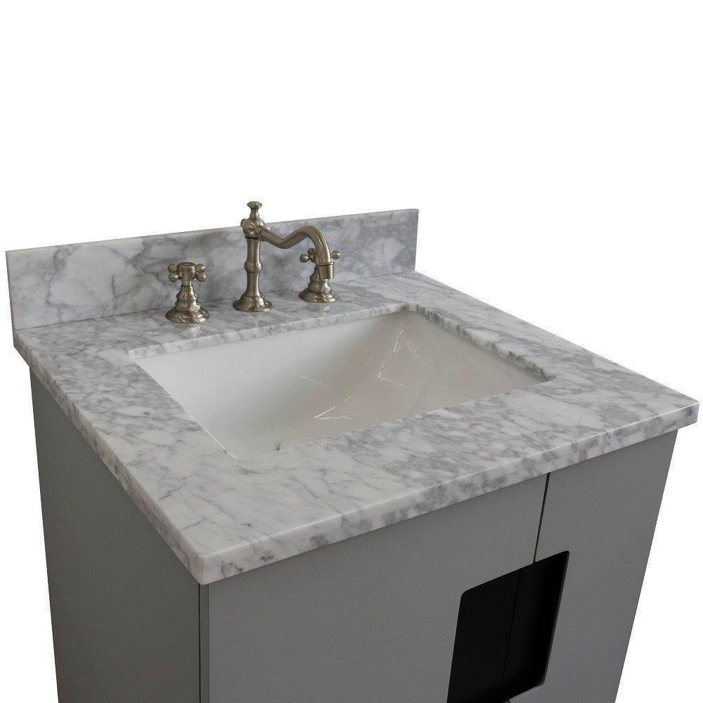 Bellaterra 25" Wood Single Vanity w/ Counter Top and Sink Light Gray Finish 408800-25-LG-WMR