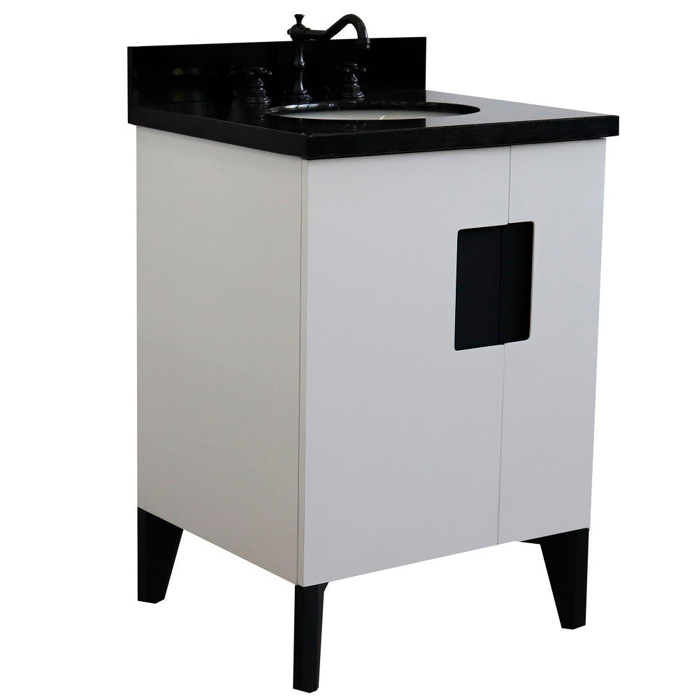 Bellaterra 25" Wood Single Vanity w/ Counter Top and Sink White Finish 408800-25-WH-BGO