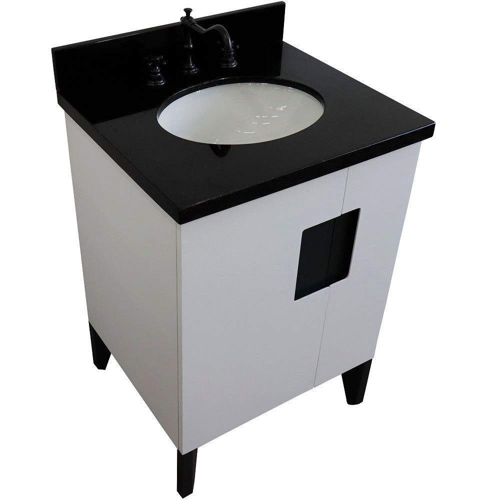 Bellaterra 25" Wood Single Vanity w/ Counter Top and Sink White Finish 408800-25-WH-BGO