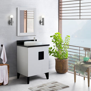 Bellaterra 25" Wood Single Vanity w/ Counter Top and Sink White Finish 408800-25-WH-BGRD