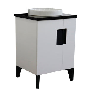 Bellaterra 25" Wood Single Vanity w/ Counter Top and Sink White Finish 408800-25-WH-BGRD