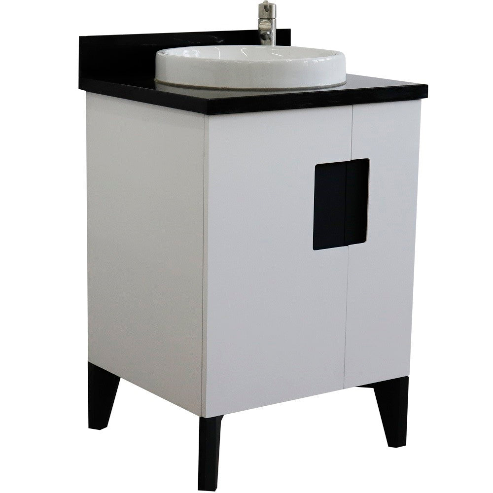 Bellaterra 25" Wood Single Vanity w/ Counter Top and Sink White Finish 408800-25-WH-BGRD