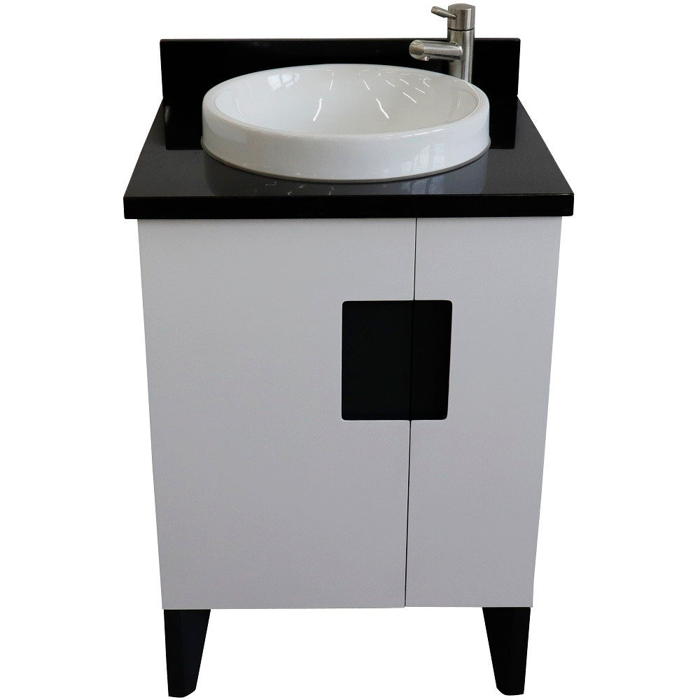 Bellaterra 25" Wood Single Vanity w/ Counter Top and Sink White Finish 408800-25-WH-BGRD