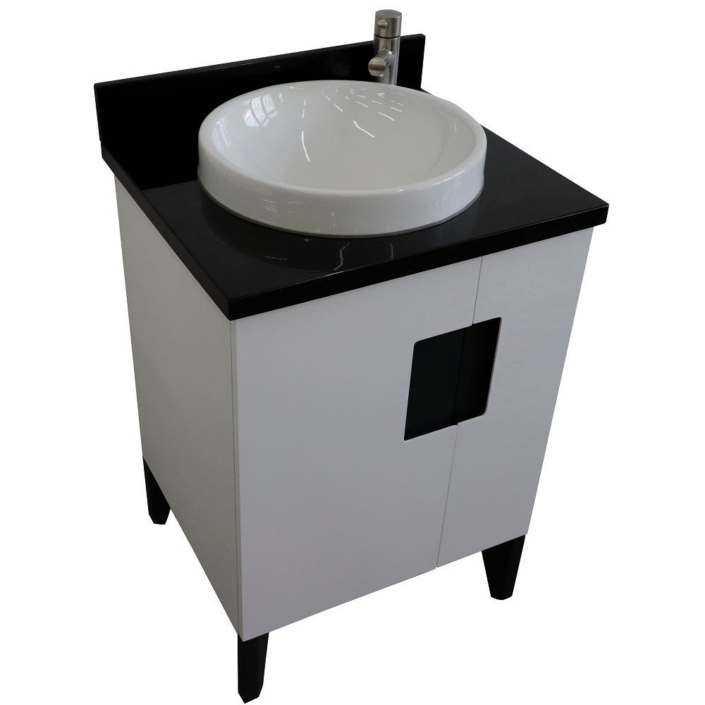 Bellaterra 25" Wood Single Vanity w/ Counter Top and Sink White Finish 408800-25-WH-BGRD