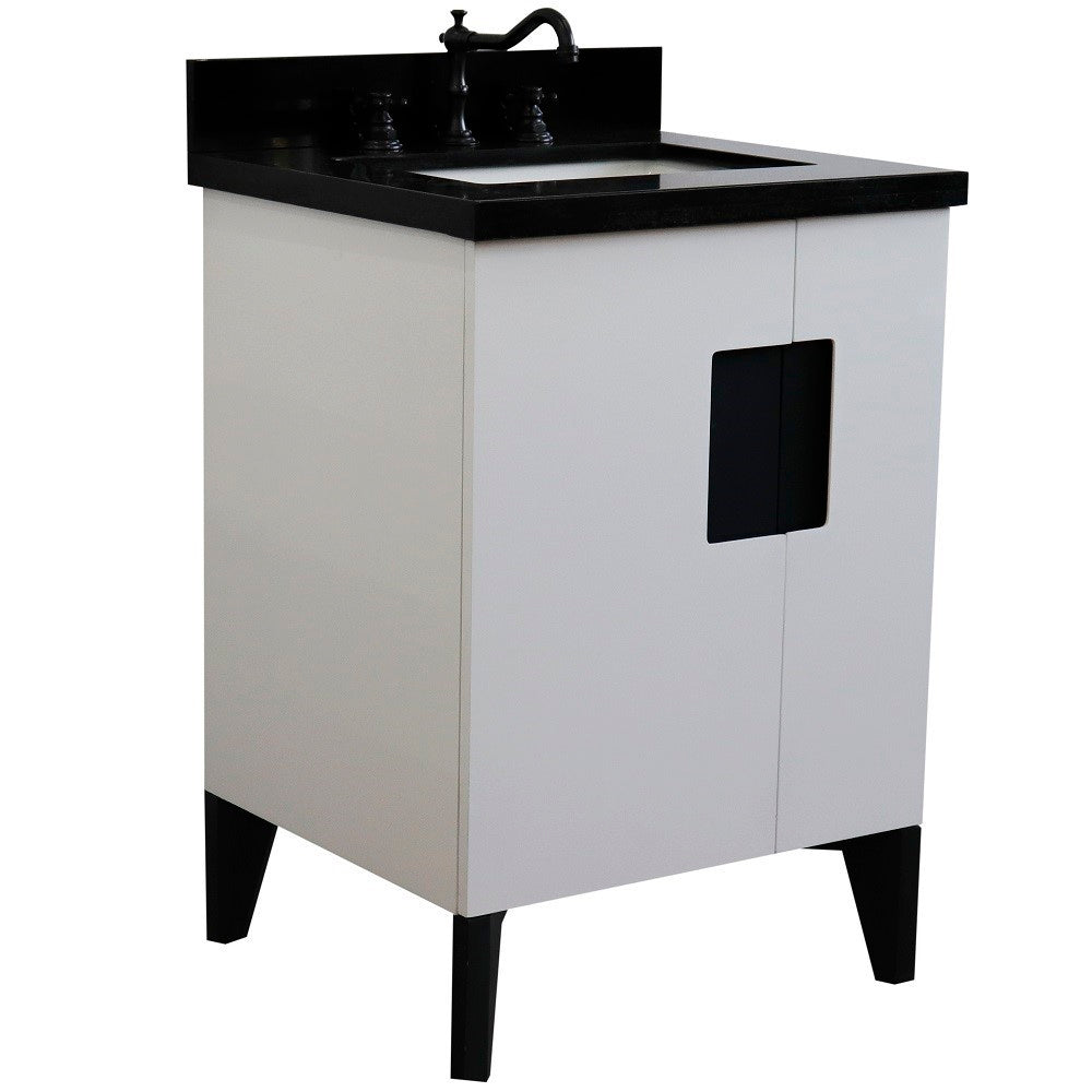 Bellaterra 25" Wood Single Vanity w/ Counter Top and Sink White Finish 408800-25-WH-BGR