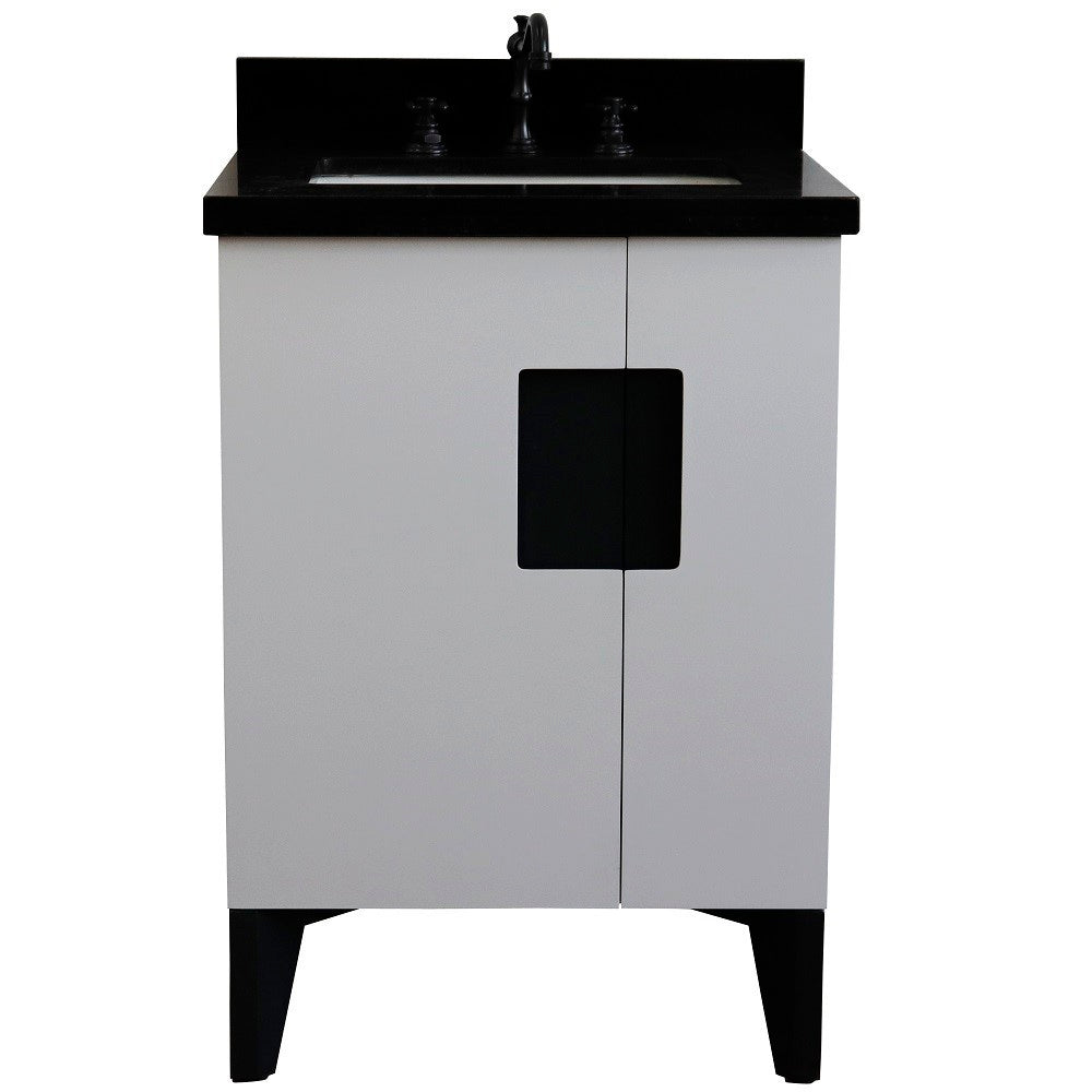 Bellaterra 25" Wood Single Vanity w/ Counter Top and Sink White Finish 408800-25-WH-BGR