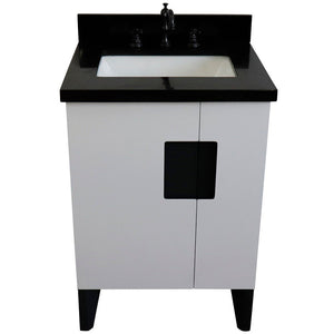 Bellaterra 25" Wood Single Vanity w/ Counter Top and Sink White Finish 408800-25-WH-BGR