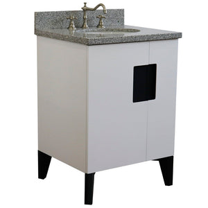 Bellaterra 25" Wood Single Vanity w/ Counter Top and Sink White Finish 408800-25-WH-GYO