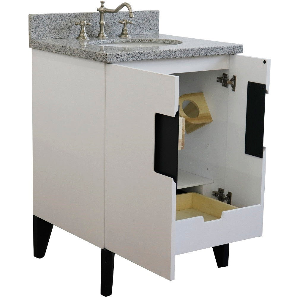 Bellaterra 25" Wood Single Vanity w/ Counter Top and Sink White Finish 408800-25-WH-GYO