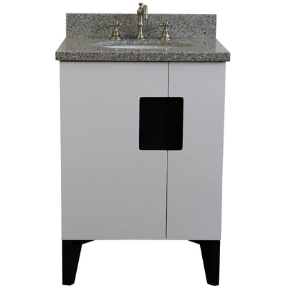 Bellaterra 25" Wood Single Vanity w/ Counter Top and Sink White Finish 408800-25-WH-GYO