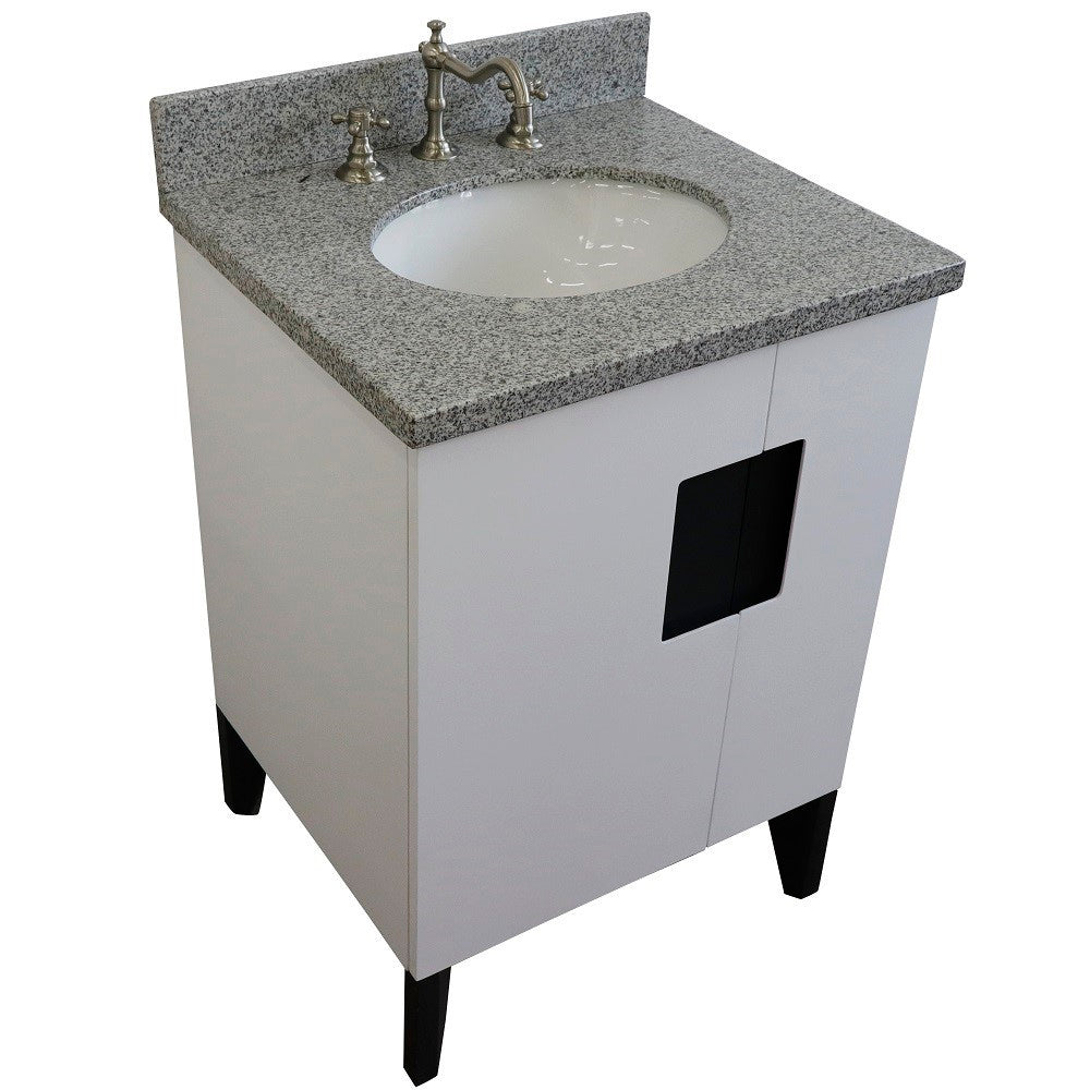 Bellaterra 25" Wood Single Vanity w/ Counter Top and Sink White Finish 408800-25-WH-GYO