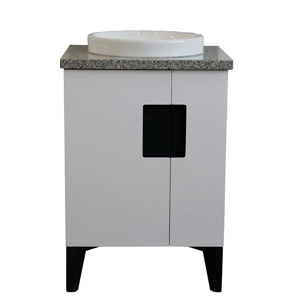 Bellaterra 25" Wood Single Vanity w/ Counter Top and Sink White Finish 408800-25-WH-GYRD